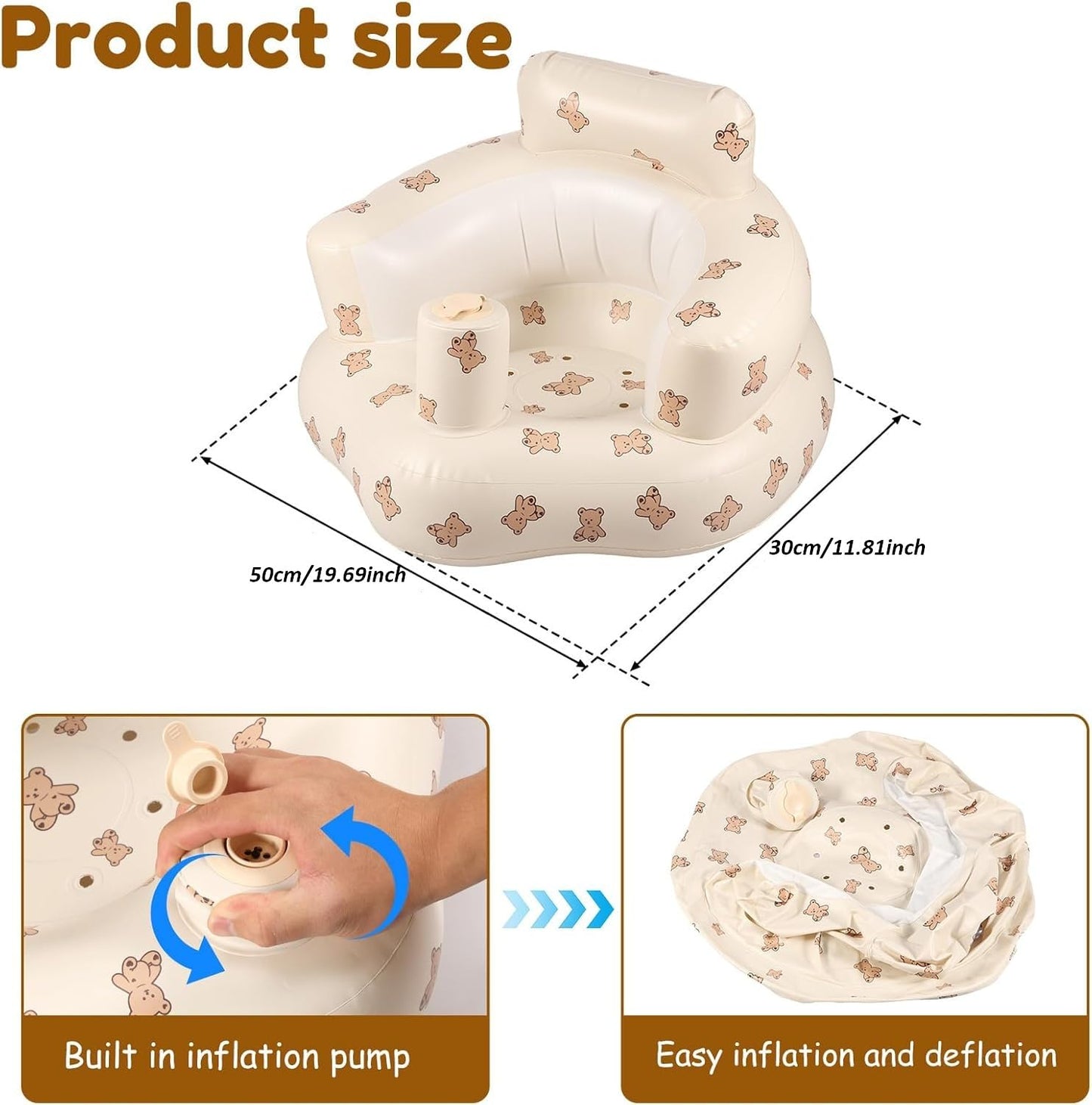 Inflatable Baby Floor Seat with Built in Air Pump
