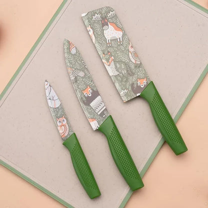 3 Pcs Sharp Printed Knife Set