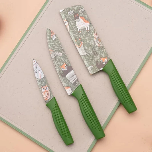 3 Pcs Sharp Printed Knife Set