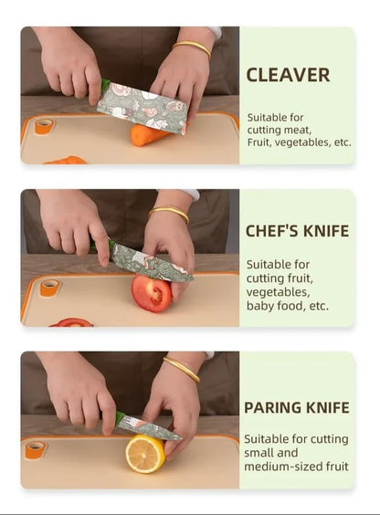 3 Pcs Sharp Printed Knife Set