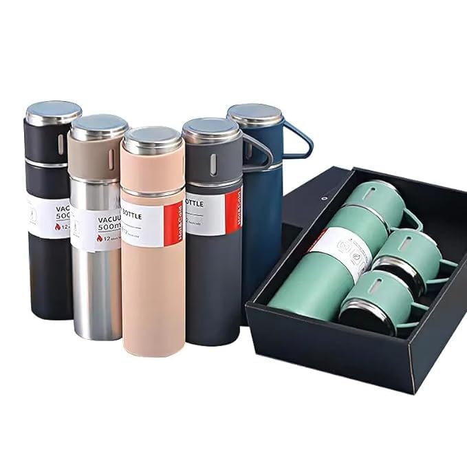 500ML Stainless Steel Water Bottle with Gift Box | Thermos with Coffee Tumbler Tea Mug Set Portable | Business | Travel