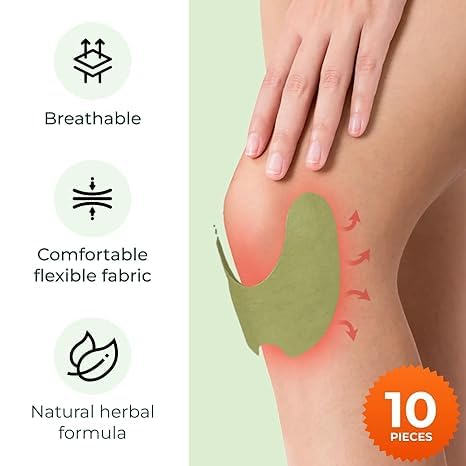 Mexmy Original Herbal Knee Patch - Wellknee Plaster for Knee Support & Muscle Pain - Maximum Strength for a Temporary Relief - Adhesive Heat Patches Made with Natural Herbs for Wellness (10 Pads)