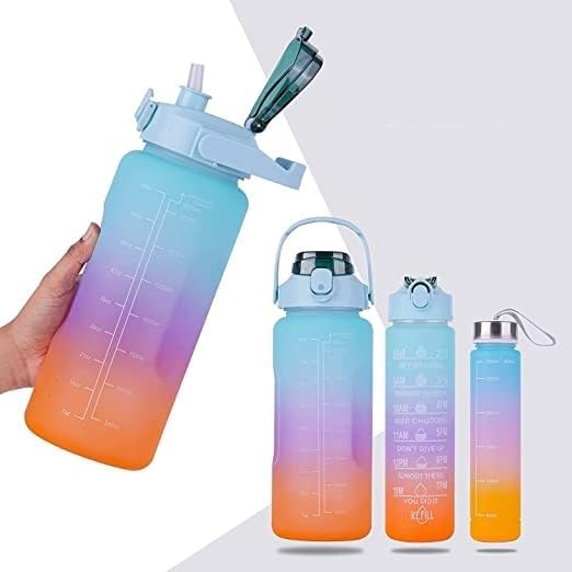 3 in 1 Leakproof Durable BPA-Free Non-Toxic Unbreakable Silicone Water Bottle with Motivational Time Marker for Office, Home, Outdoor Fitness and Gym