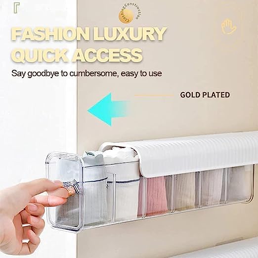 HomeCloud Drawer Socks Organizer Divider, Wall Mount 6 Cell Drawer Storage Boxes And Acrylic Organizers For Lingerie, Socks, Ties, Data Cable, Spices Organization (Green)