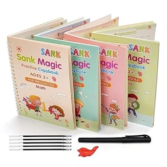 Sank Magic Practice Copybook, (4 BOOK + 10 REFILL+ 1 Pen +1 Grip)
