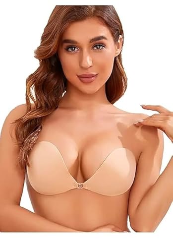 Push-Up Bra, Wire-Free, Nude, Silicone Backless (in, Cup Band, A, Beign)