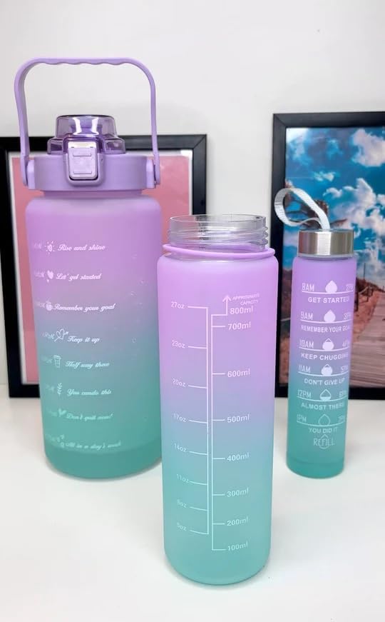 3 in 1 Leakproof Durable BPA-Free Non-Toxic Unbreakable Silicone Water Bottle with Motivational Time Marker for Office, Home, Outdoor Fitness and Gym