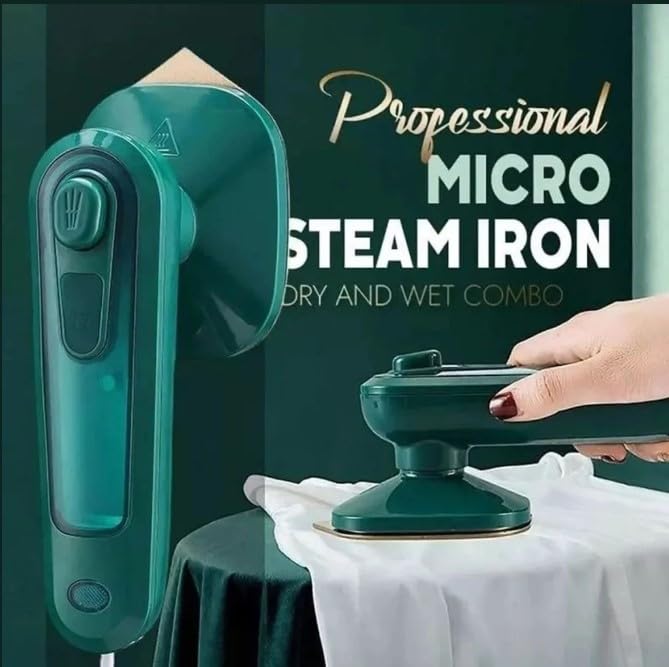 Garment Steamer Iron, Portable Fabric Steamer with Dual Temperature Control, Green