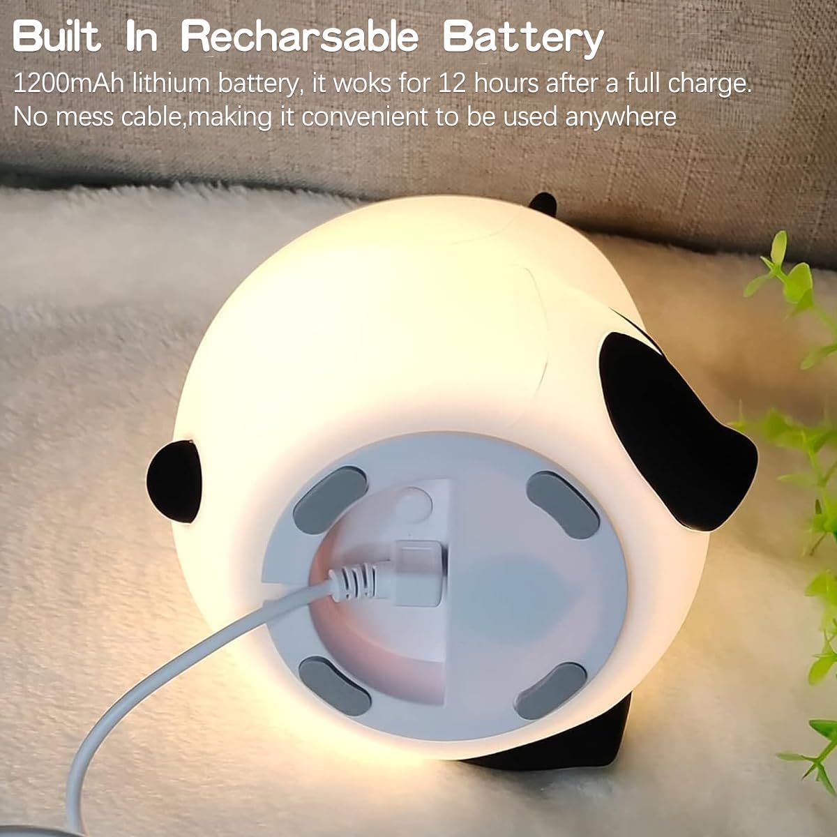 Life-panda Night Light for Kids - Soft Silicone Rechargeable Lamp with Tap Control, Multi-Color Modes, and Non-Slip Base - Perfect for Bedside, Baby Rooms, and Gifting