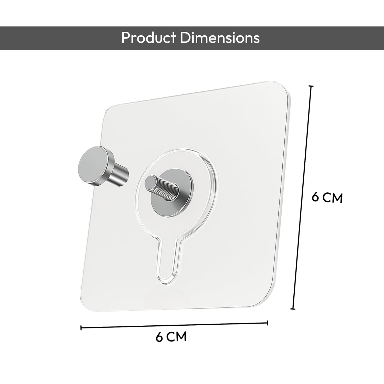 Photo Frame Hooks for Wall Without Drilling, 10 Pack Self Adhesive Hooks for Wall Heavy Duty Strong Nail Free for Hanging Photo Frame (Hanging Hook, Transparent) Stainless Steel