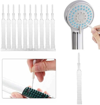 Polypropylene Handle FEORA 20 PCS Shower Nozzle Gap Hole Cleaning Brush Pin Brush Shower Head Cleaning Tools Anti Clogging Cleaner Keyboard Mobile Speakers Brush's Bathroom Supplies, White