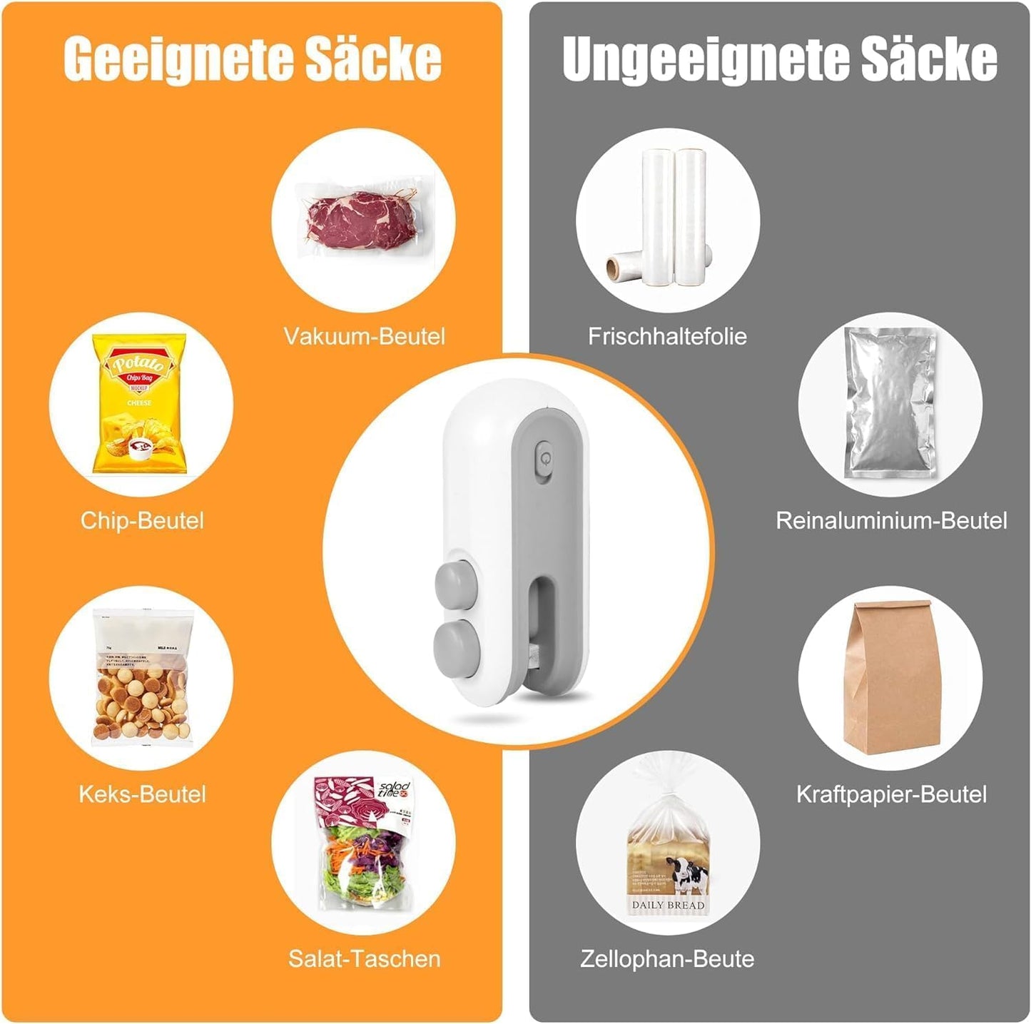 Portable Mini Sealing Machine 2 in 1 USB Rechargeable Magnetic Heat Sealing & Cutting Bag Sealer, Plastic Bags Sealing Machine