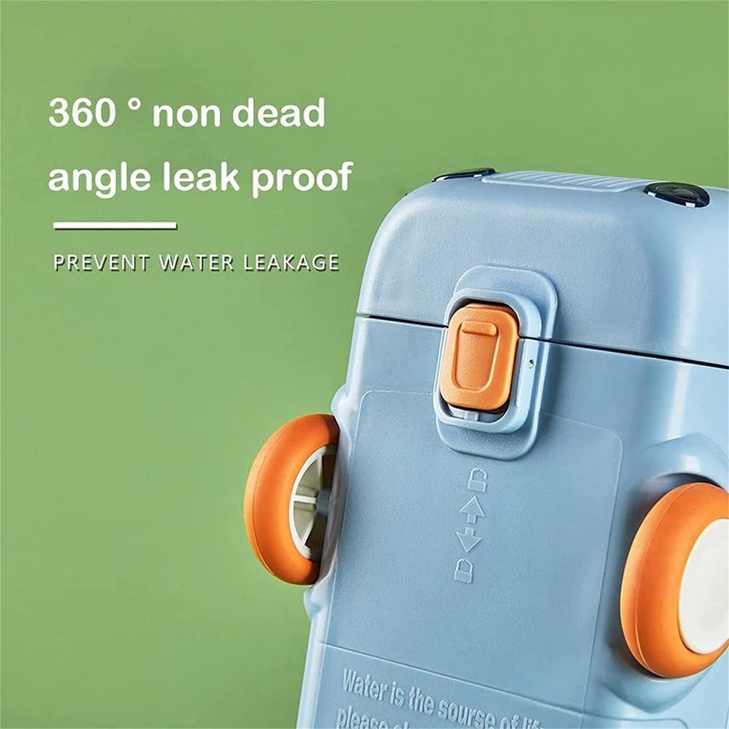 Bus Water Bottle，School Bus Water Bottle With Wheels，With Shoulder Strap Children'S Small Car Straw Water Cup 500ml (blue)