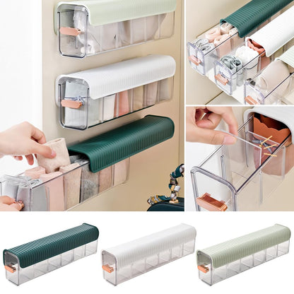 HomeCloud Drawer Socks Organizer Divider, Wall Mount 6 Cell Drawer Storage Boxes And Acrylic Organizers For Lingerie, Socks, Ties, Data Cable, Spices Organization (Green)