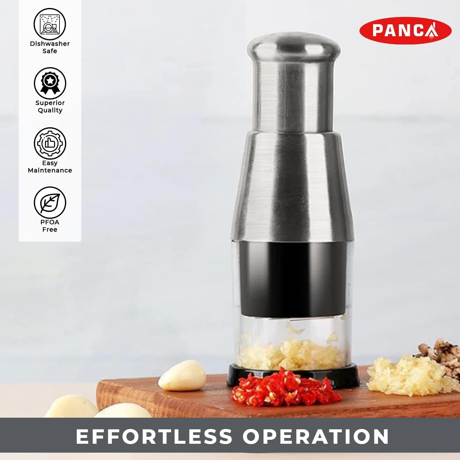 Stainless Steel Push Chopper | Hand Press Garlic & Onion Chopper