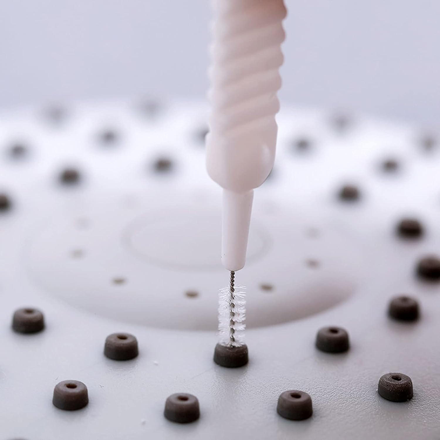 Polypropylene Handle FEORA 20 PCS Shower Nozzle Gap Hole Cleaning Brush Pin Brush Shower Head Cleaning Tools Anti Clogging Cleaner Keyboard Mobile Speakers Brush's Bathroom Supplies, White
