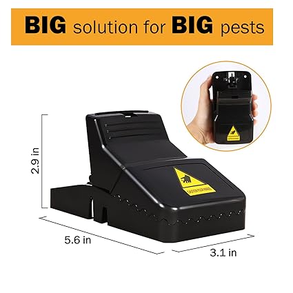 Rat Trap, Large Mouse Traps, Mouse Traps Indoor for Home, Instant Kill Traps for Mouse Rat Chipmunk, Quick Set Up and Reusable – 6 Pack, Black