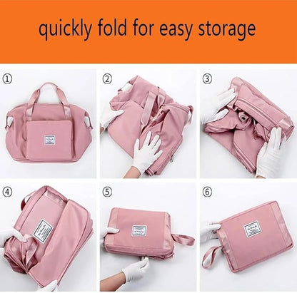 nylon 22 Cms Duffle Bag(Foldable Travel Duffle_Pink)