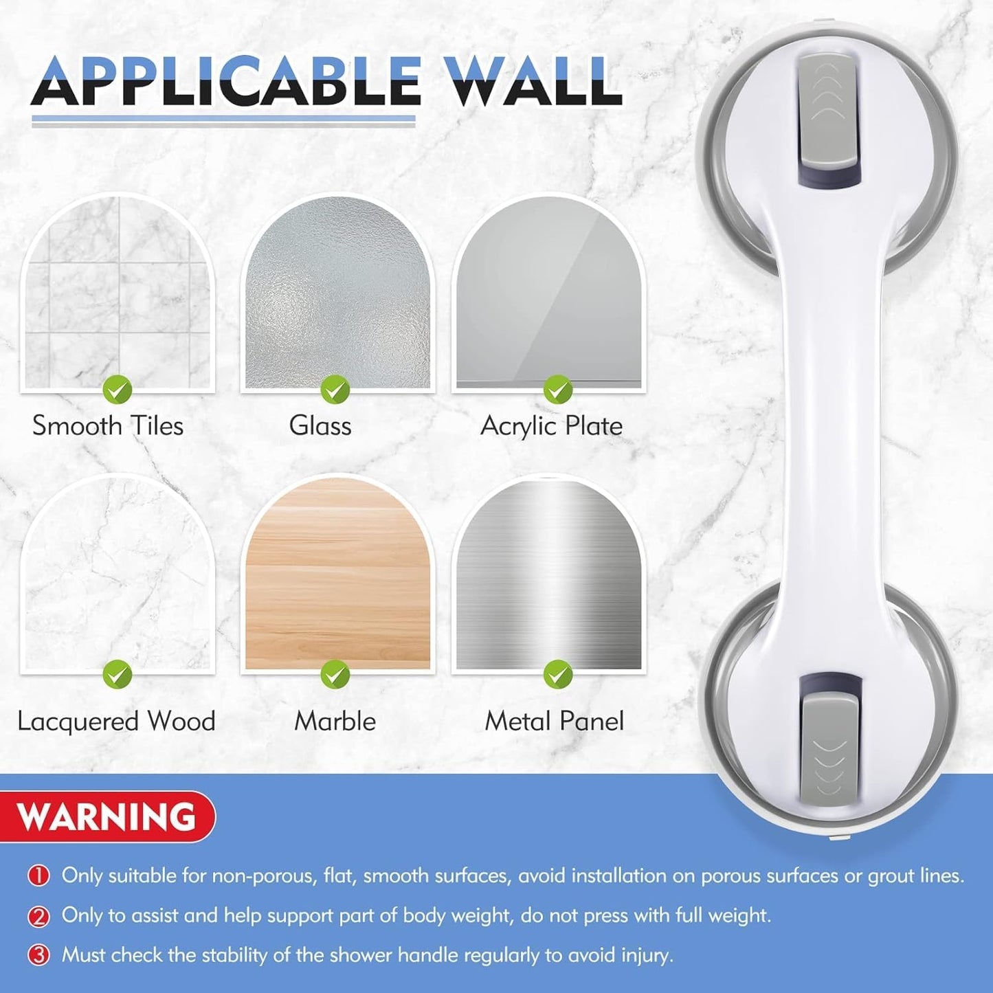 Plastic Bathroom Helping Handle Bathroom Toilet Old Age People Disability Grip Handle Bathroom Grab Bar, Strong Suction Shower Handle Without Drilling