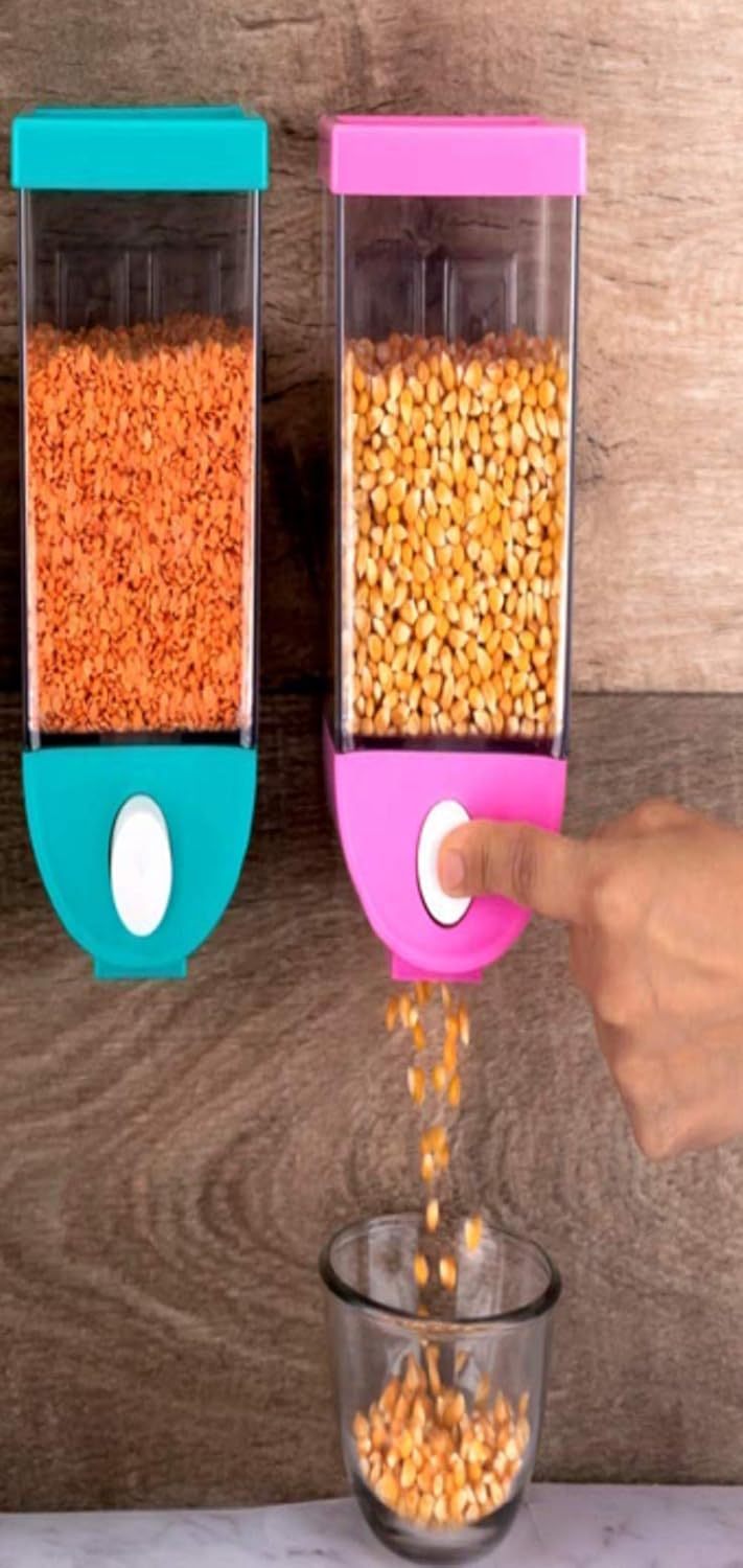 Push Button Storage Container/Wall-Mounted Storage Container/Punch Free Press Type Storage Tank 1100 ml( Pack of 2Piece)