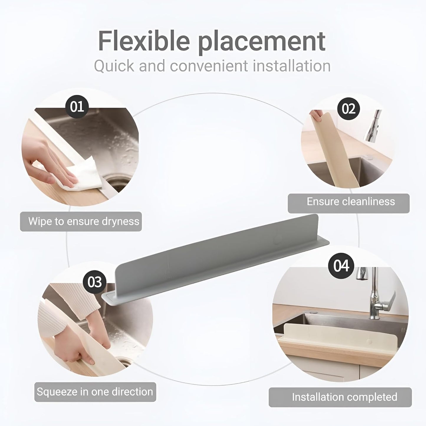 Sink Splash Guard In Kitchen Pack Of 1 | Silicone Splash Guard for Kitchen Island, Countertop, Stove & Sink Protection – Oil, Water, Stain Resistant, Easy Clean, Durable (1)