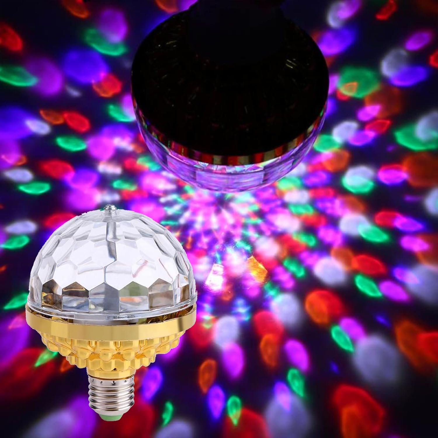 Colorful Rotating Magic Ball Light, Colorful Disco Rotating Magic Ball Light Bulb with Sockets