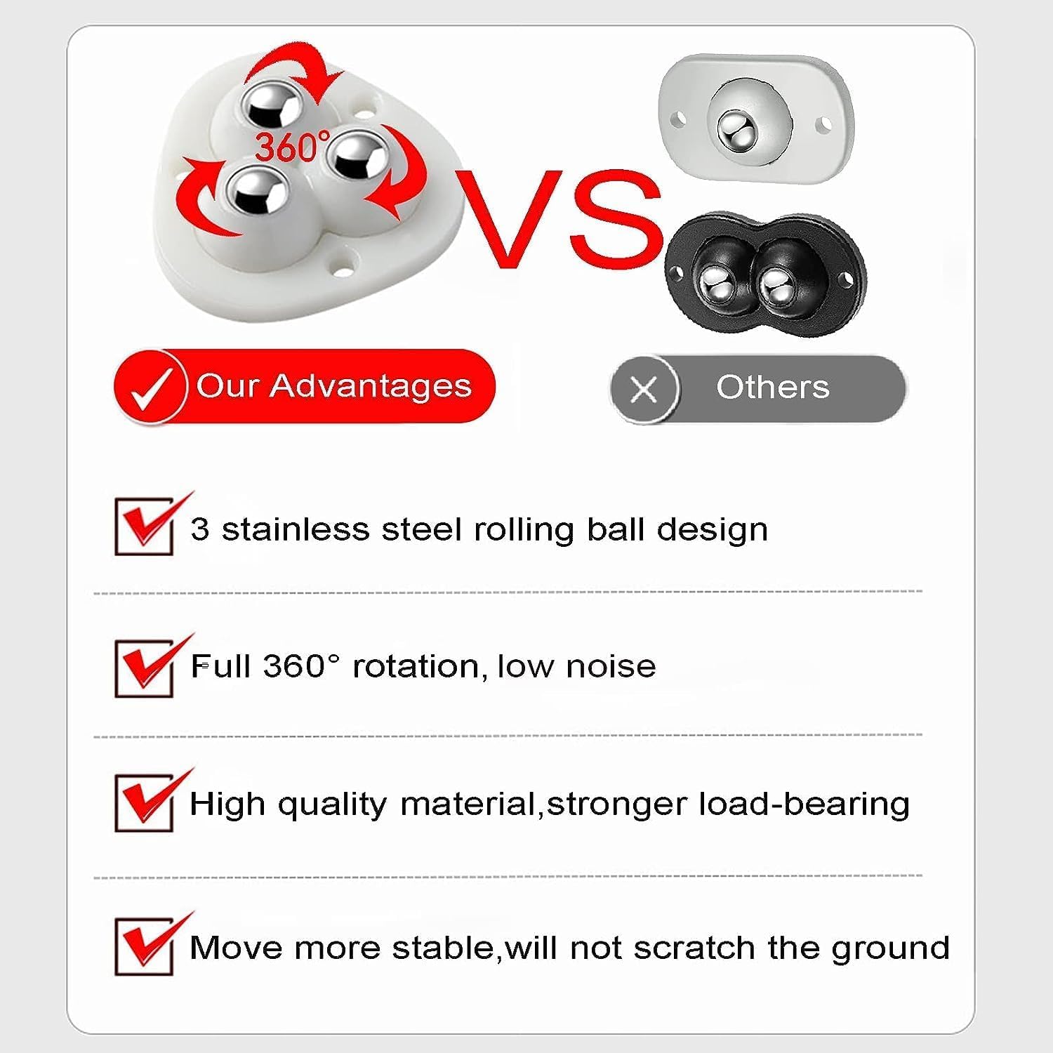 4pcs Caster Wheel Self Adhesive Caster Wheel 360° Swivel Wheels for Furniture, Small Appliance, DIY Modification Moving Table Heavy Duty...