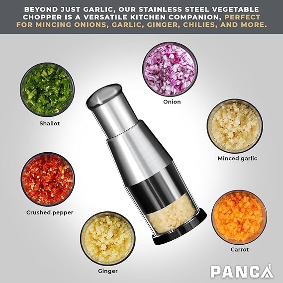 Stainless Steel Push Chopper | Hand Press Garlic & Onion Chopper