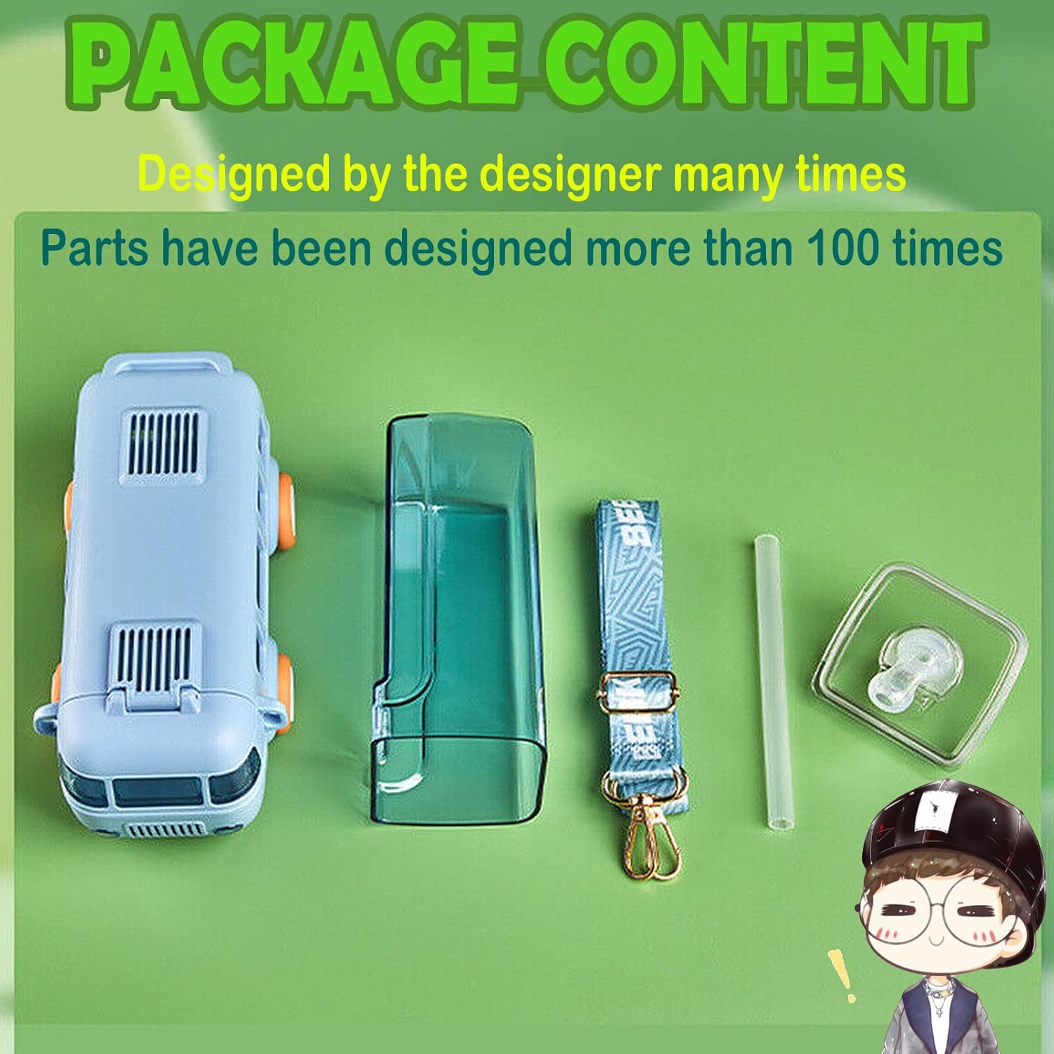 Bus Water Bottle，School Bus Water Bottle With Wheels，With Shoulder Strap Children'S Small Car Straw Water Cup 500ml (blue)