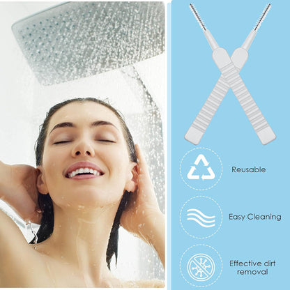 Polypropylene Handle FEORA 20 PCS Shower Nozzle Gap Hole Cleaning Brush Pin Brush Shower Head Cleaning Tools Anti Clogging Cleaner Keyboard Mobile Speakers Brush's Bathroom Supplies, White