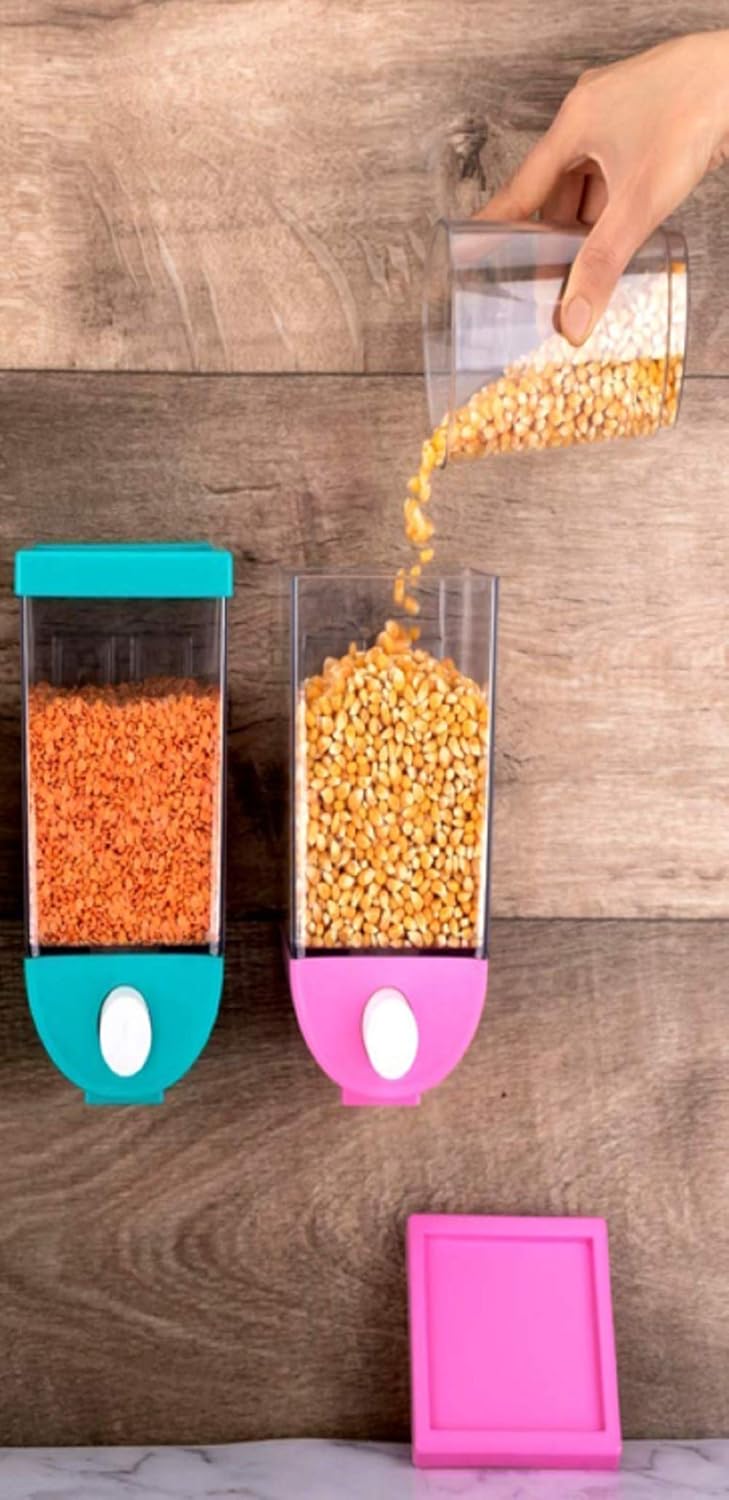 Push Button Storage Container/Wall-Mounted Storage Container/Punch Free Press Type Storage Tank 1100 ml( Pack of 2Piece)