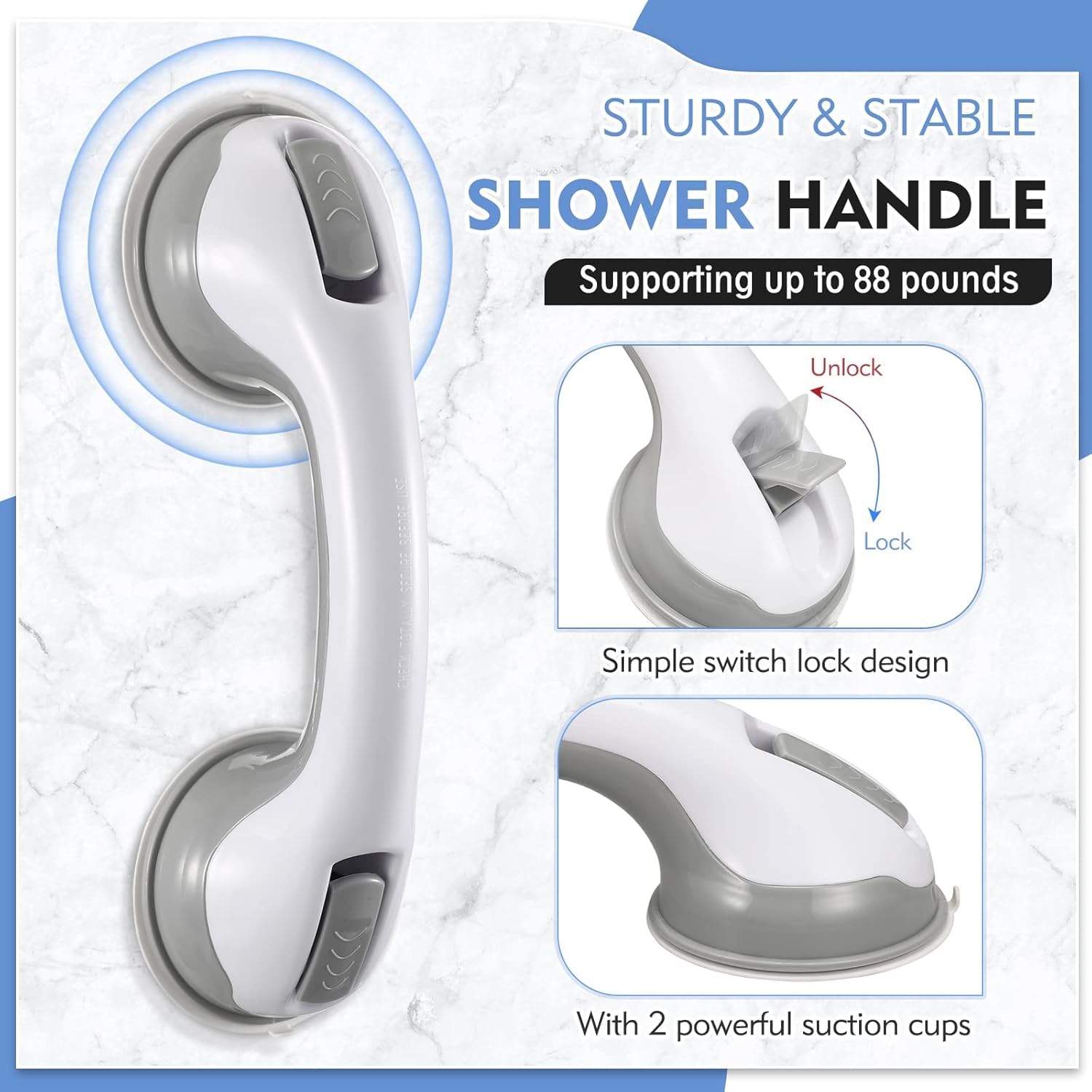 Helping Handle Bathroom Suction Grab Bar Rail for Safety