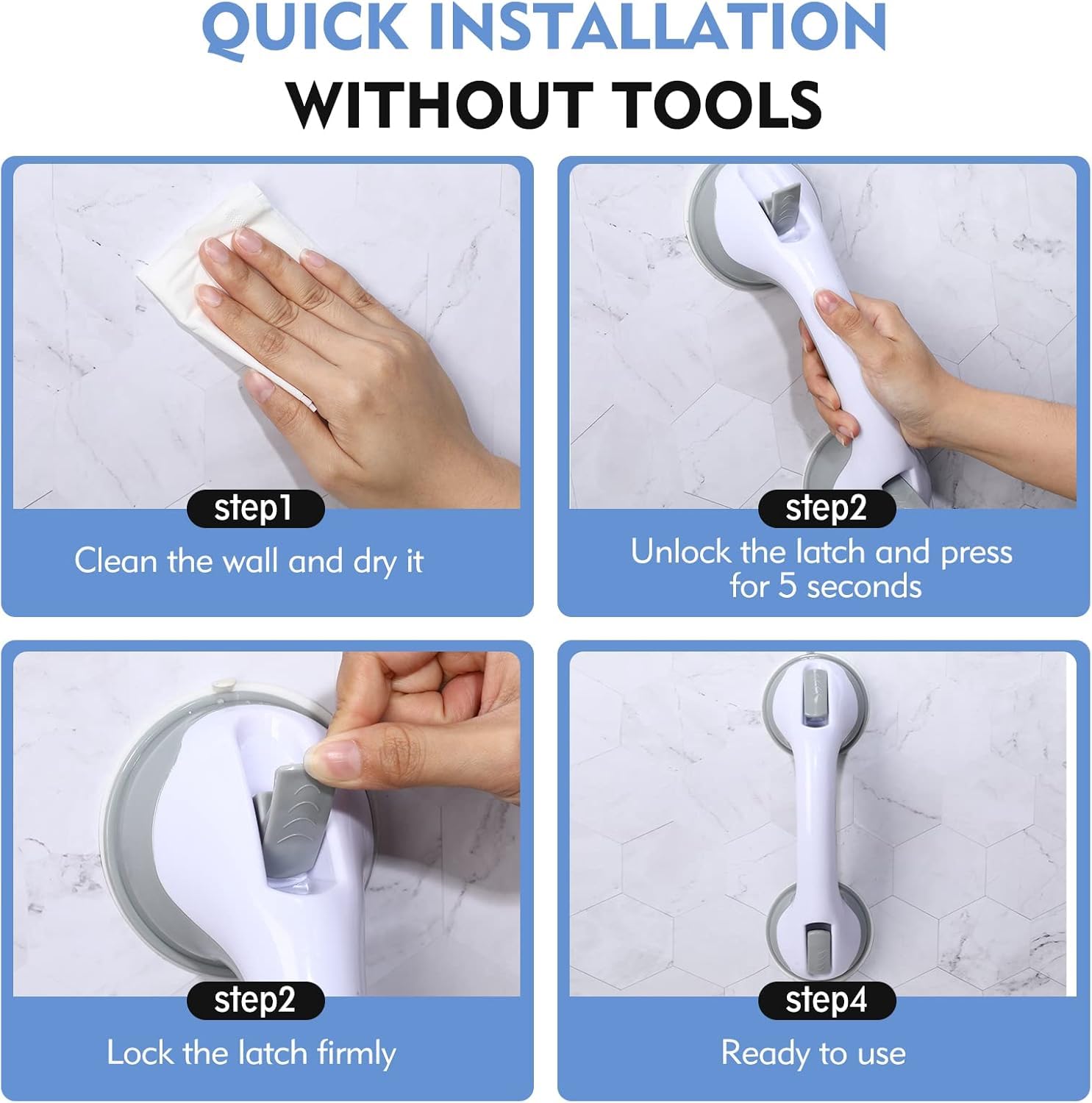 Helping Handle Bathroom Suction Grab Bar Rail for Safety