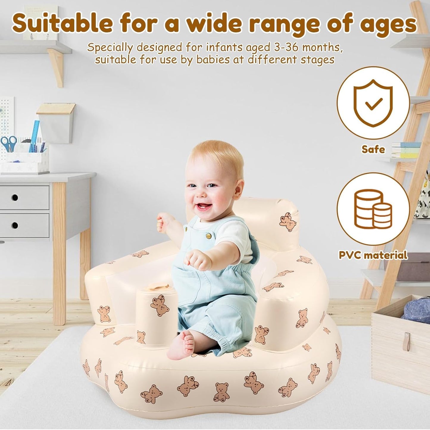 Inflatable Baby Floor Seat with Built in Air Pump