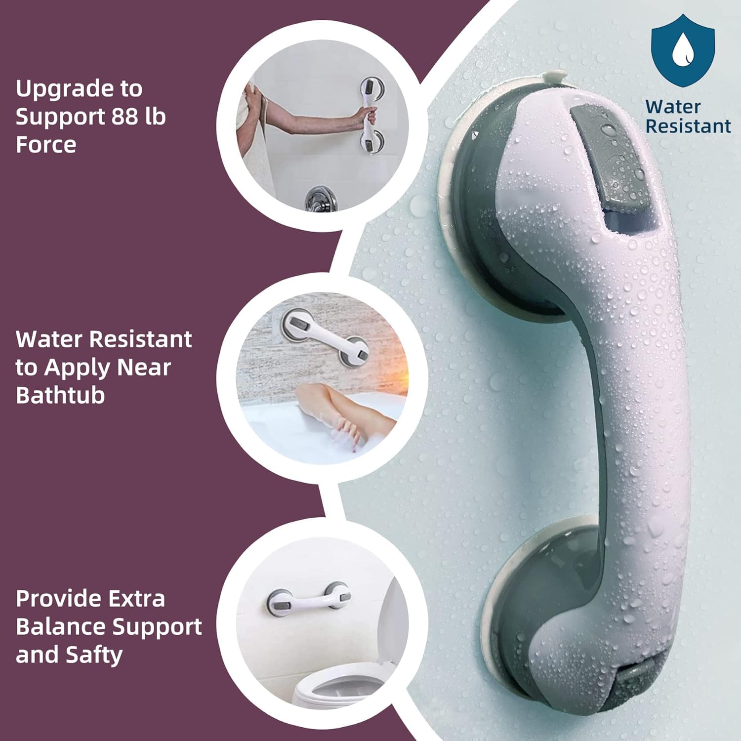 Helping Handle Bathroom Suction Grab Bar Rail for Safety