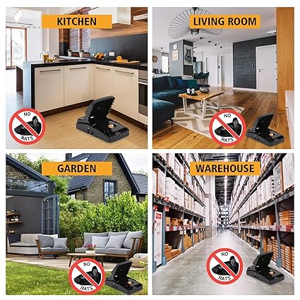 Rat Trap, Large Mouse Traps, Mouse Traps Indoor for Home, Instant Kill Traps for Mouse Rat Chipmunk, Quick Set Up and Reusable – 6 Pack, Black