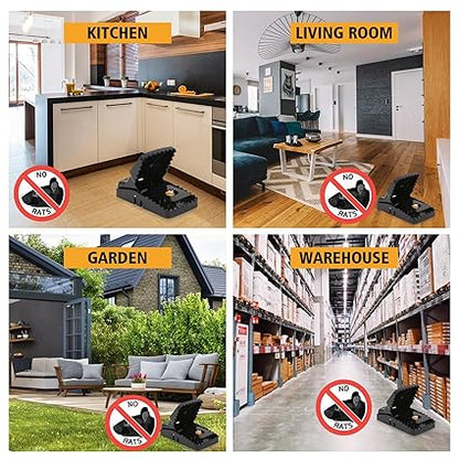 Rat Trap, Large Mouse Traps, Mouse Traps Indoor for Home, Instant Kill Traps for Mouse Rat Chipmunk, Quick Set Up and Reusable – 6 Pack, Black