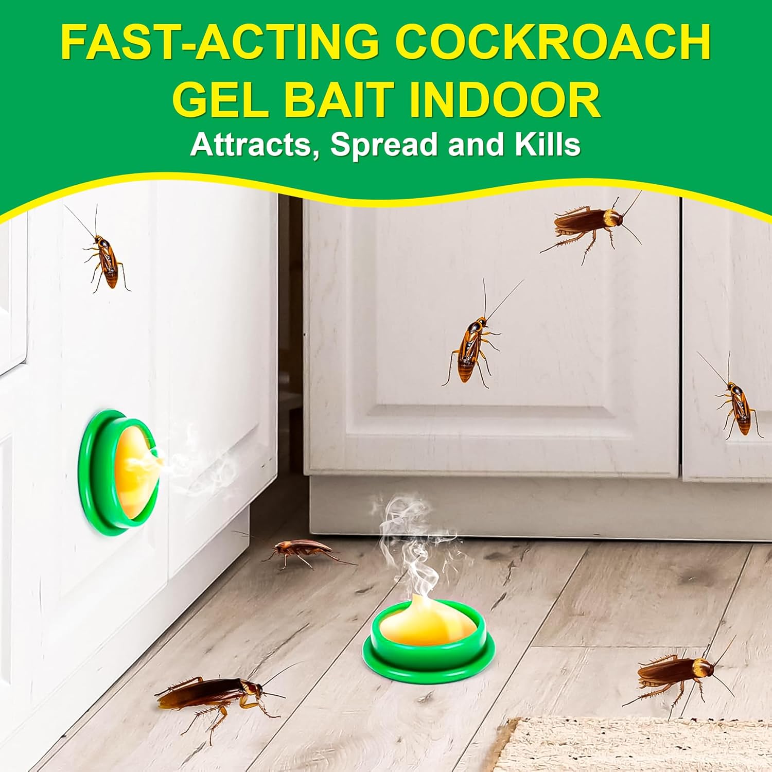 Natural Cockroach Killer for Kitchens, Bathrooms, and Cabinets, Cockroach Killer Gel (Pack of 12)