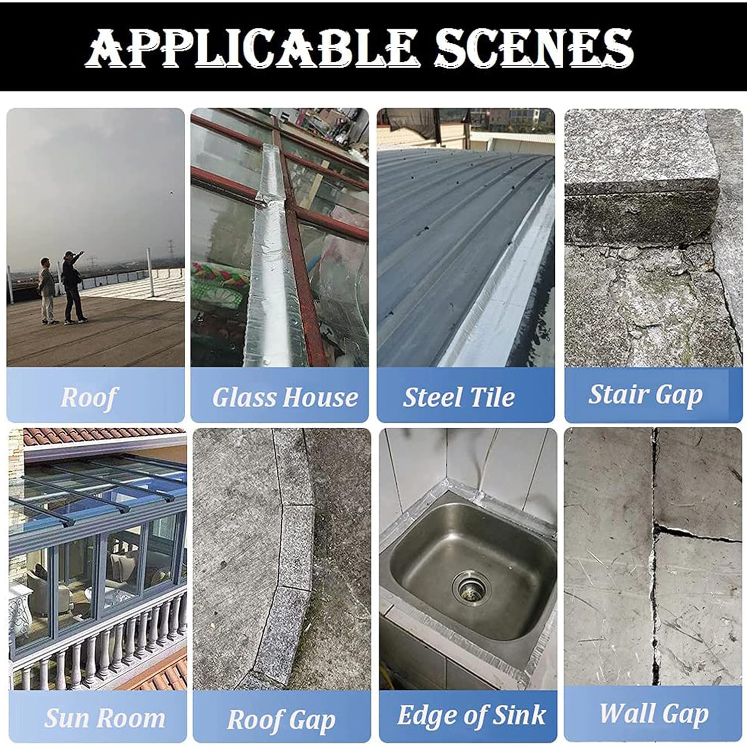 Leakage Repair Waterproof Tape for Pipe Leakage Roof Water Leakage Solution Aluminum Foil Tape Waterproof Adhesive Tape Sealing Butyl Rubber Tape for Surface Crack, Pipe Repair 2Inch 5M