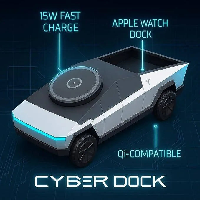 CyberDock Cybertruck-Inspired 3-in-1 Wireless Charging Station