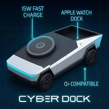 CyberDock Cybertruck-Inspired 3-in-1 Wireless Charging Station