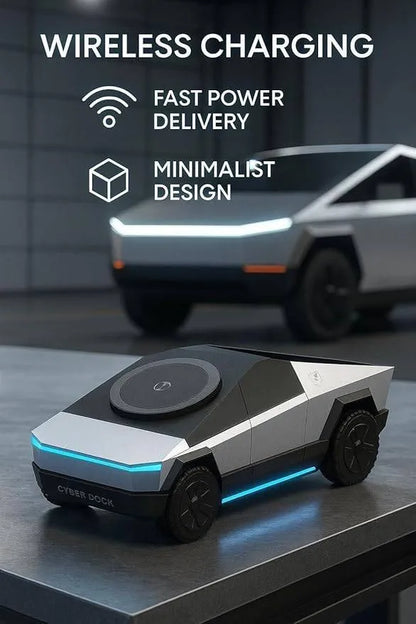 CyberDock Cybertruck-Inspired 3-in-1 Wireless Charging Station