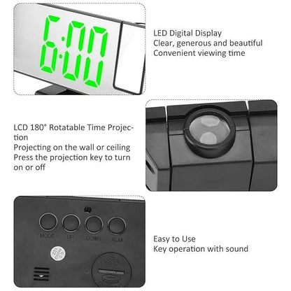 LED Digital alarm clock with 180° rotatable Projector