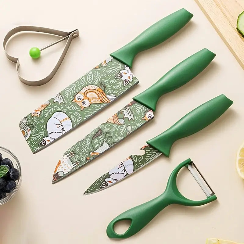 3 Pieces Stainless Steel Colour Printed Knife